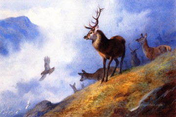 鹿 Painting - 鳥と鹿